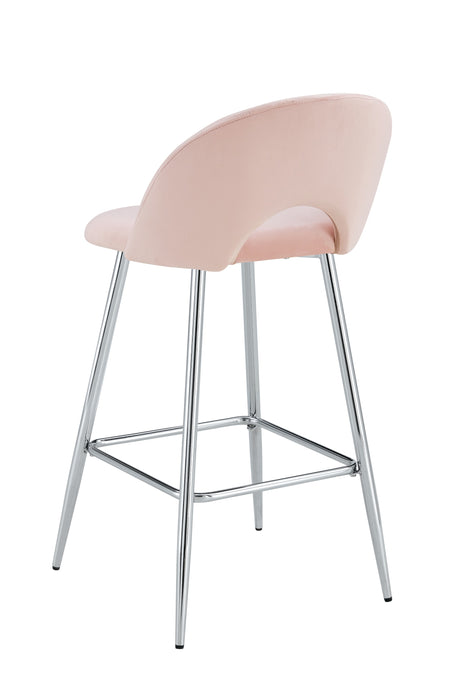 TABOURET DE BAR TEDDY PIED CHROME VELOURS ROSE - image 3