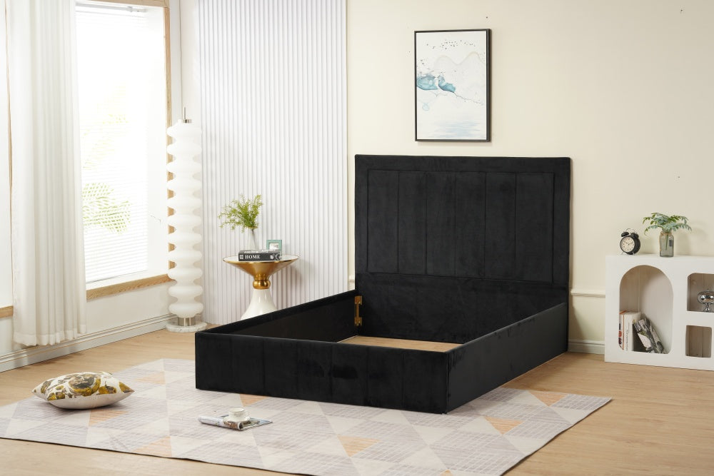 Cadre de lit POLO velours 140x190cm noir