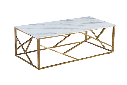 Table Basse GEOMAG Gold 120x60x45 cm marbré blanc