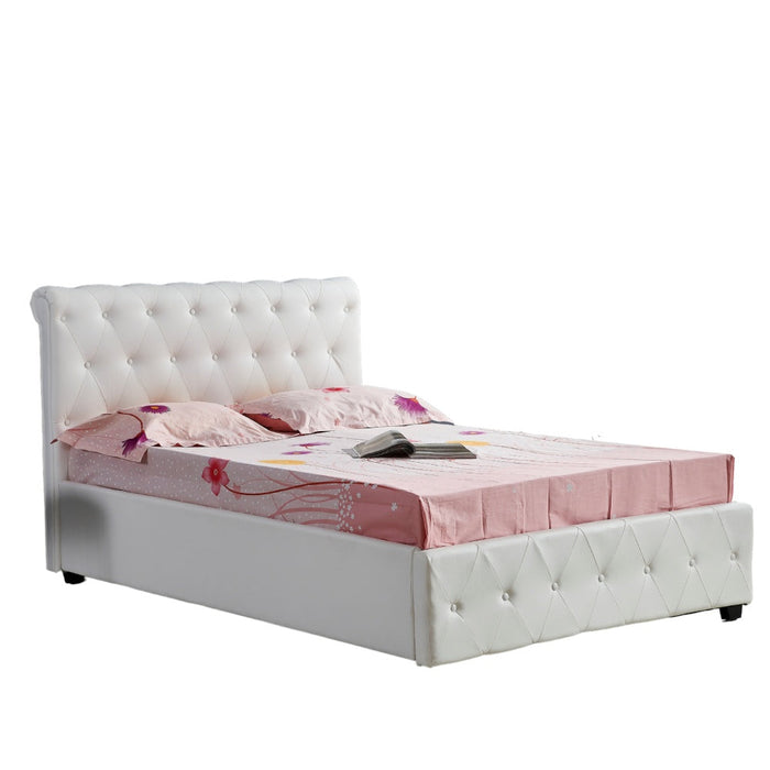 Lit 2 places 140x190 cm COCTO simili cuir sommier inclus blanc