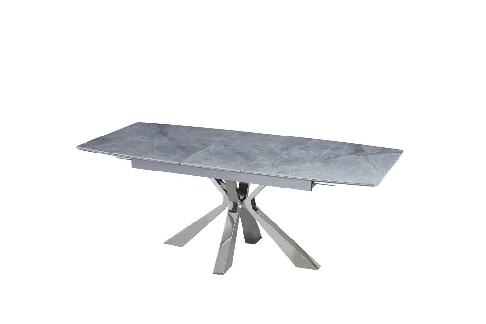 Table extensible BIANCA Chrome plateau Céramique marbré gris