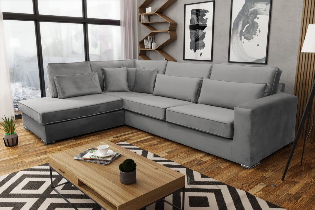 CANAPE BRISTOL ANGLE GAUCHE VELOURS GRIS 316x230cm - image 1