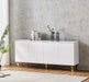 BUFFET BAROQUE LAQUE BLANC 4 PORTES 180X40X80 CM PIEDS GOLD