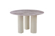 TABLE REPAS ANAÏS PIEDS BEIGE PLATEAU CERAMIQUE MARBRE GRIS 120CM - image 1