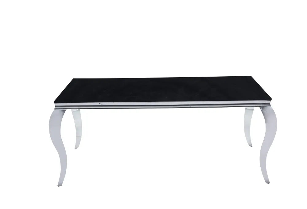 Table à manger BAROQUE chrome noir 150x90x75 cm