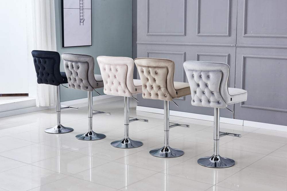 Tabouret de bar GABRIELLE Chrome en velours