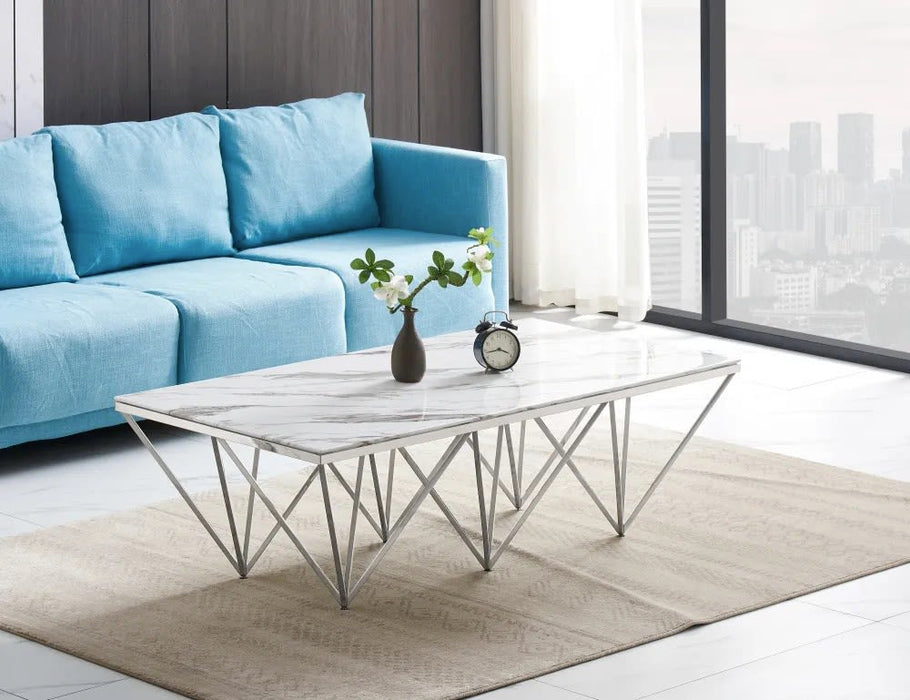Table Basse GIZE rectangle Chrome et plateau en verre 130X70X42 cm - image 1
