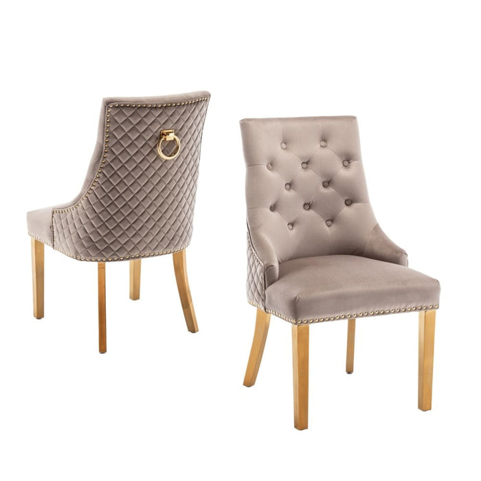 Lot de 2 chaises ANNEAU mattelassée et clo?tée Gold velours - image 2