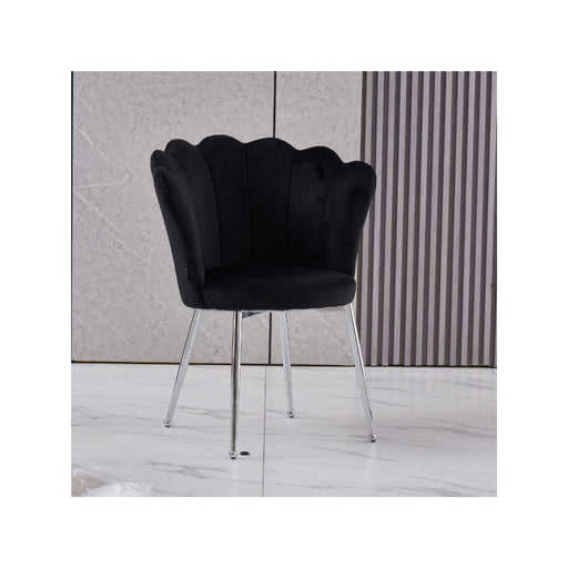 Chaise NYMPHEA pieds Chrome assise Velours noir