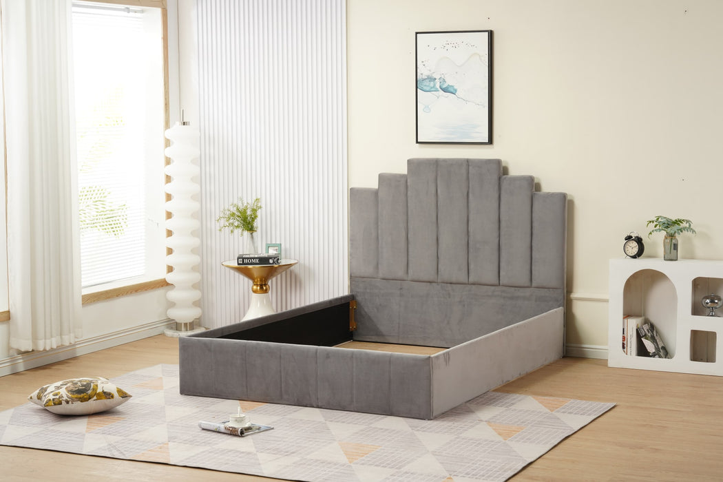 LIT COFFRE BOX PIANO GRIS 90x190cm