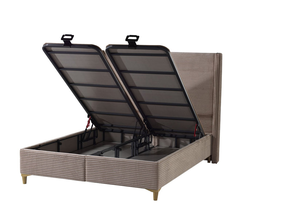 LIT COFFRE VENUS COTELE TAUPE 140X190CM - image 2