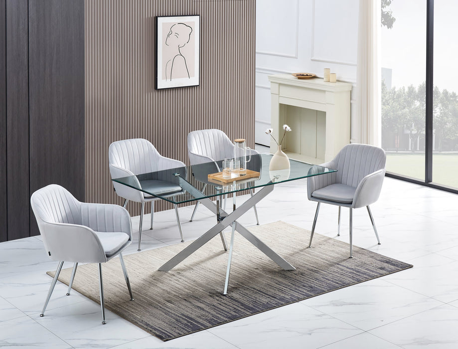 TABLE REPAS JESSICA RECTANGLE CHROME VERRE TRANSPARENT 150x90cm - image 4