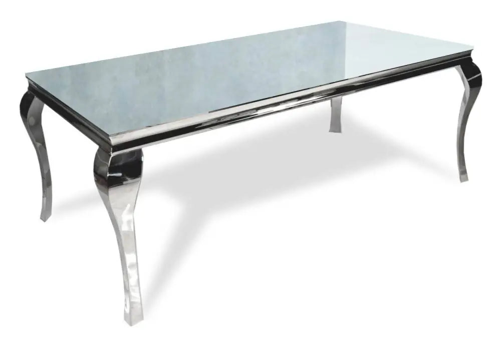 Table à manger BAROQUE chrome miroir 150x90x75 cm