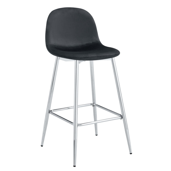 TABOURET DE BAR SCANDINAVE PIED CHROME VELOURS NOIR - image 1