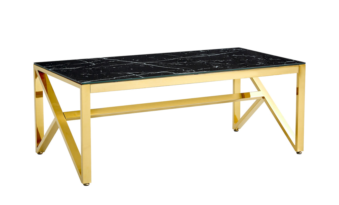 TABLE BASSE MAJESTIQUE GOLD VERRE MARBRE NOIR 120 x 60 x 45cm - image 2