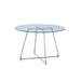 Table à manger ronde 4 personnes HELOISE Chrome verre blanc D120 cm transparent