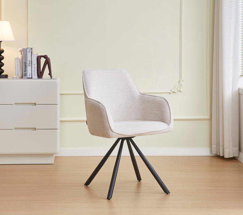 CHAISE AVEC ACCOUDOIR LOLA PIED METAL NOIR TISSU ECRU - image 1