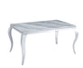 Table à manger BAROQUE 6 à 8 couverts pieds chrome plateau en verre 180x90 cm marbré greige