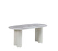 TABLE REPAS VENEZIA PIEDS BEIGE PLATEAU MARBRE GRIS - image 1