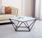 TABLE BASSE ALINA METAL NOIR VERRE MARBRE BLANC 80X80X45CM - image 1