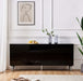 BUFFET BAROQUE LAQUE NOIR 4 PORTES 180X40X80 CM PIEDS CHROME - image 1