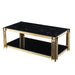 Table Basse FLUTE Gold et plateau en verre 120x60x45 cm marbré noir