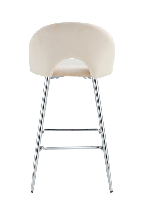 TABOURET DE BAR TEDDY PIED CHROME VELOURS BEIGE - image 2