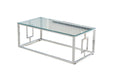 Table basse SOPHIE  pieds chromé 120 cm transparent