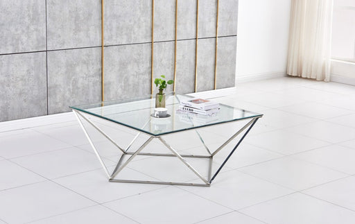 Table Basse carrée ALINA verre 100x100x45 cm transparent