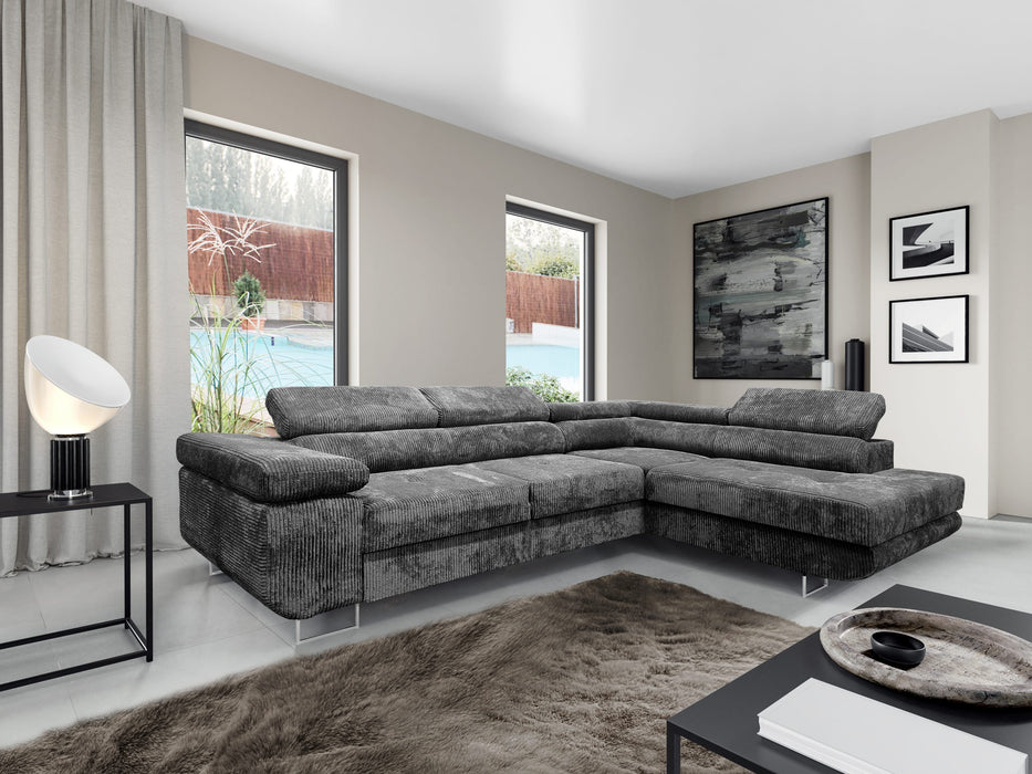 CANAPE TOULOUSE ANGLE DROIT COTELE GRIS 275x202cm - image 2
