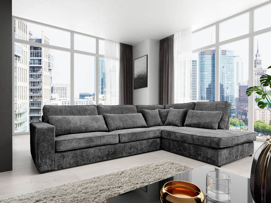 CANAPE BRISTOL ANGLE DROIT COTELE GRIS 316x230cm - image 1