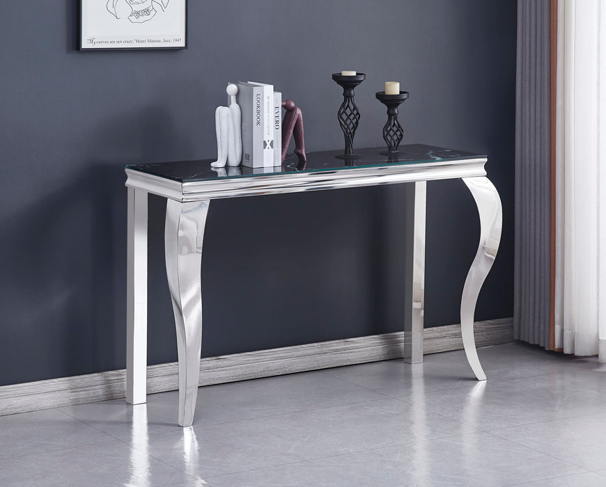 CONSOLE BAROQUE CHROME VERRE MARBRE NOIR 120X40X78 - image 3