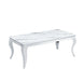 Table basse BAROQUE Chrome  120x60x45 cm marbré blanc