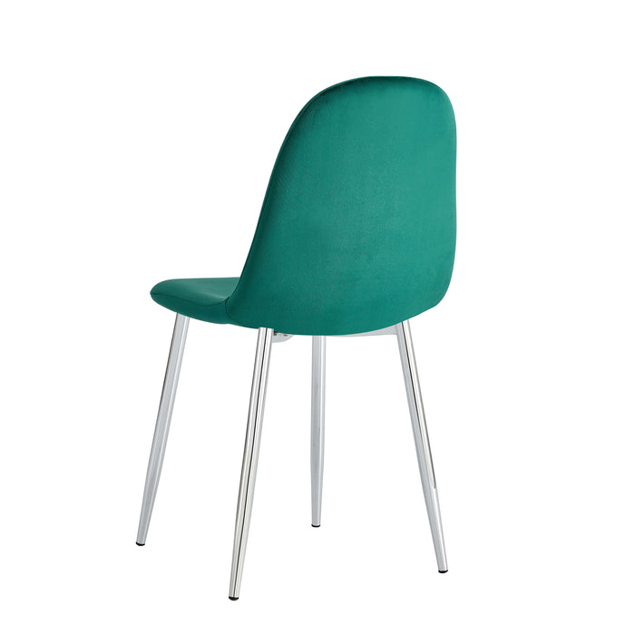 CHAISE SCANDINAVE VELOURS VERT SAPIN PIED CHROME - image 2