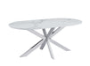 TABLE REPAS MANON PIED CHROME PLATEAU CERAMIQUE MARBRE BLANC 180x90cm - image 2