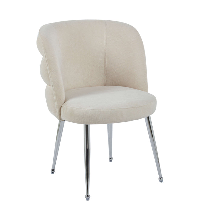 CHAISE SACHA PIEDS CHROME ASSISE ECRU TISSU EFFET LIN - image 3
