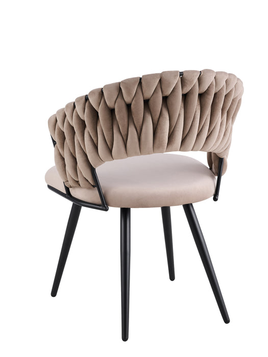 CHAISE CAROLINA PIEDS METAL NOIR VELOURS TAUPE - image 3