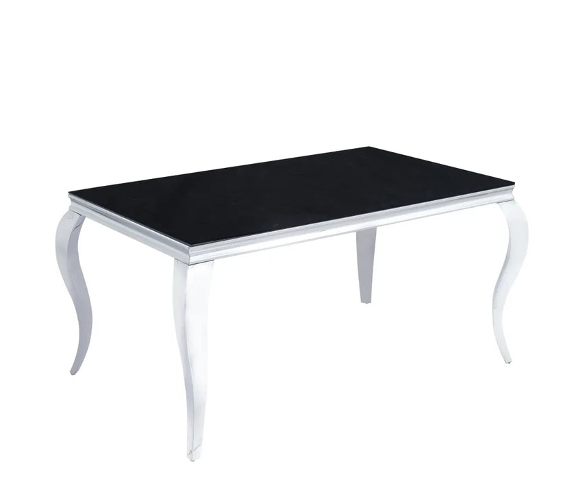 Table à manger BAROQUE chrome noir 150x90x75 cm