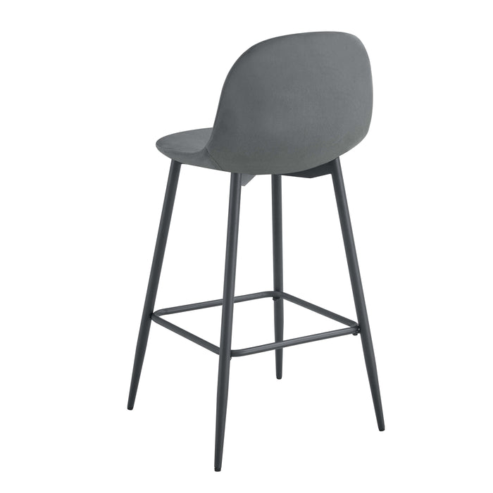 TABOURET DE BAR SCANDINAVE PIED METAL NOIR VELOURS ANTHRACITE - image 3