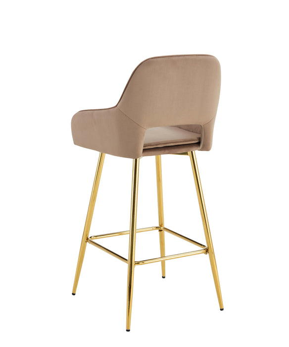 TABOURET DE BAR ATHENA PIED GOLD VELOURS TAUPE - image 3