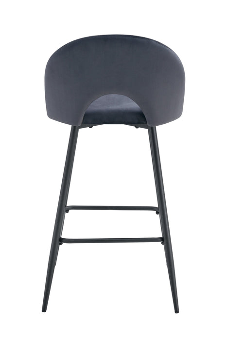 TABOURET DE BAR TEDDY PIED METAL NOIR VELOURS ANTHRACITE - image 2