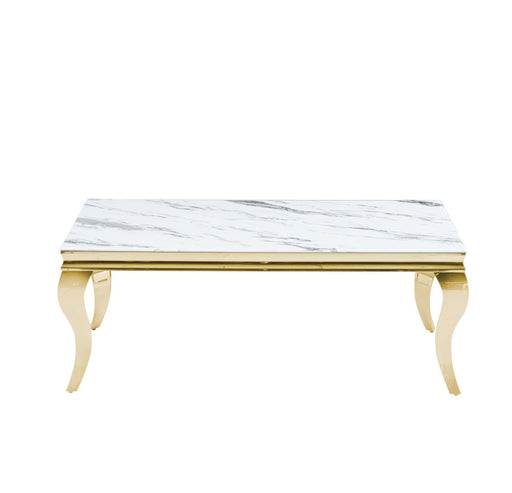 Table basse BAROQUE Gold  120x60x45 cm marbré blanc