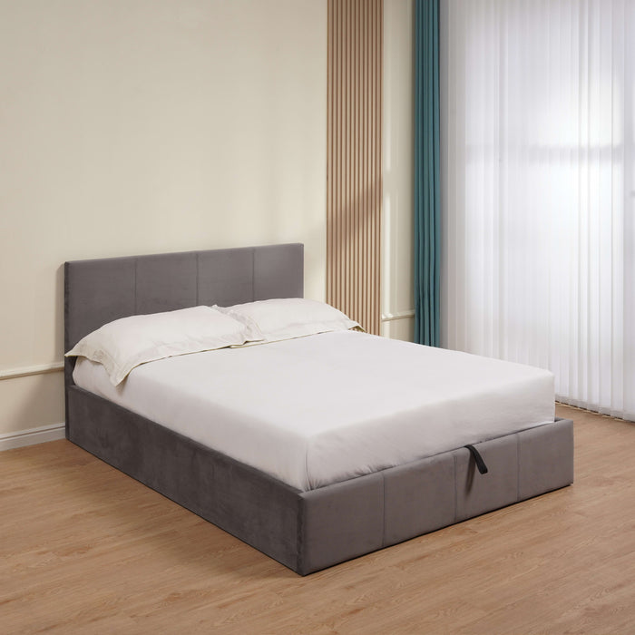 LIT COFFRE BASTIEN VELOURS GRIS 160X200 - image 2