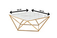 Table Basse carrée ALINA Gold XXL verre 100x100x45 cm marbré blanc