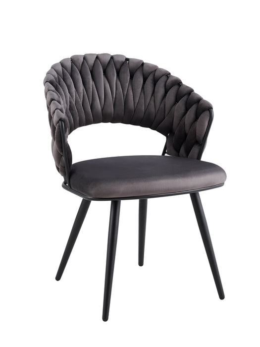 CHAISE CAROLINA PIEDS METAL NOIR VELOURS ANTHRACITE - image 2