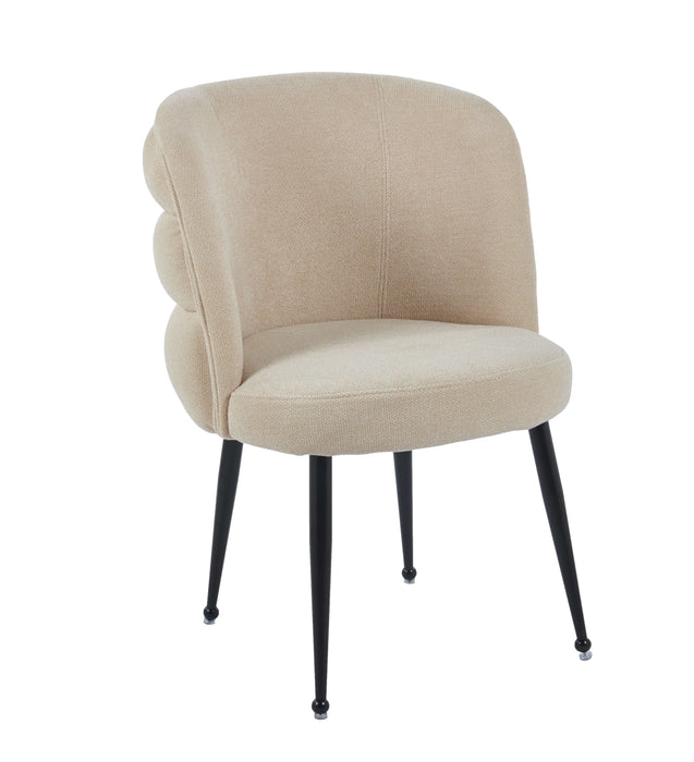 CHAISE SACHA PIEDS METAL NOIR ASSISE MOKA TISSU EFFET LIN - image 3