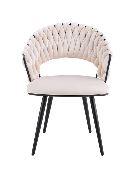 CHAISE CAROLINA PIEDS METAL NOIR VELOURS BEIGE - image 1