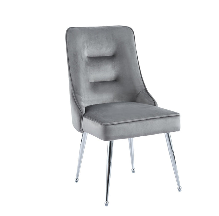 Chaise luxury ZIP en velours pieds chromés anthracite