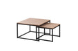 Table basse gigogne BELGRADE métal noir plateau en bois - image 1