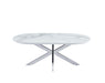 TABLE BASSE MANON PIED CHROME PLATEAU CERAMIQUE MARBRE BLANC 120X60CM - image 1